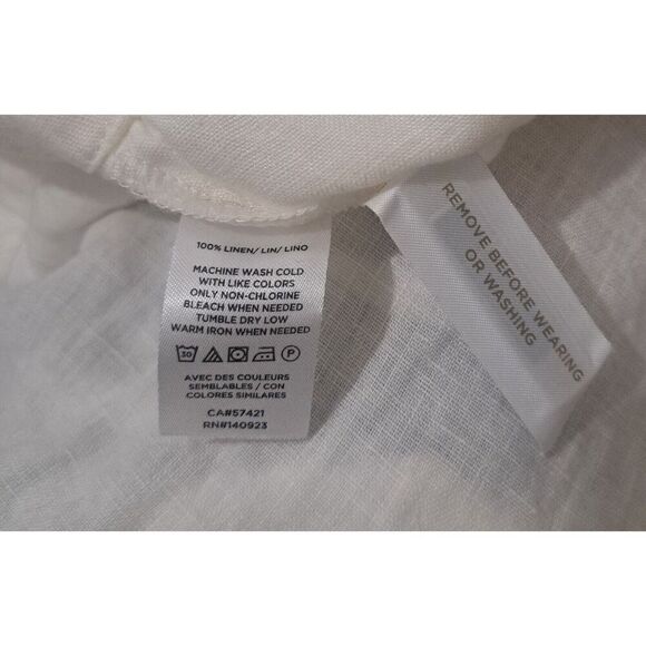 Lou & Grey Womens Small LAGENLOOK Beachy Midi Dress Ivory 100% Linen Pockets - Picture 8 of 9